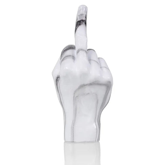Sculpture main fuck marbre : touche sophistiquée en marbre blanc et gris