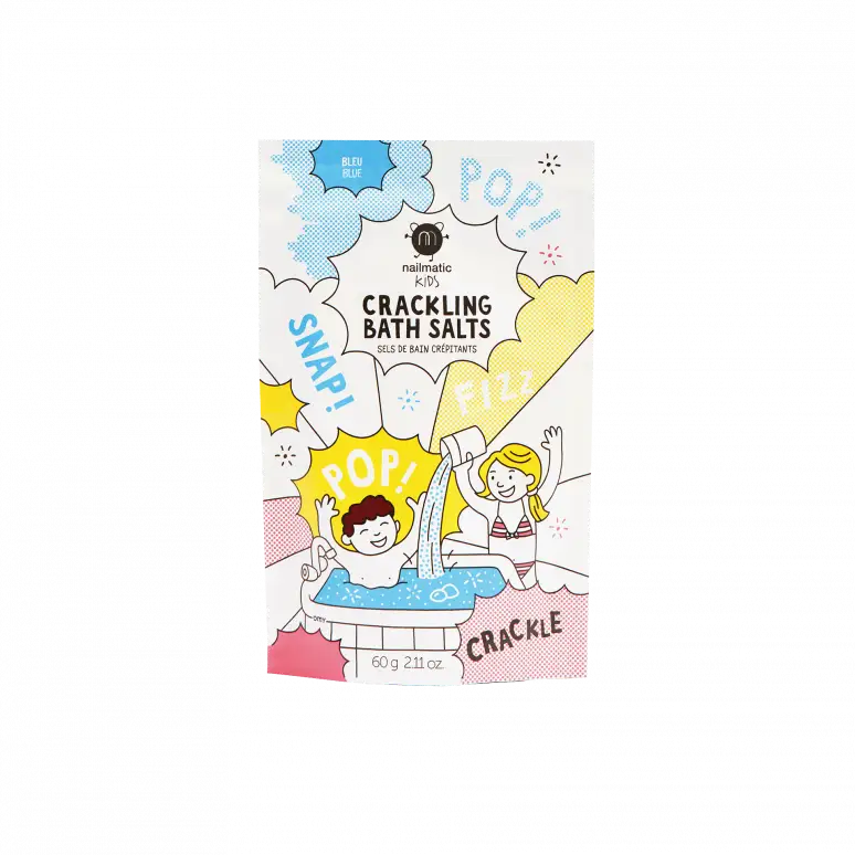 Sels de bain crépitants enfant bleu pour un bain ludique et amusant
