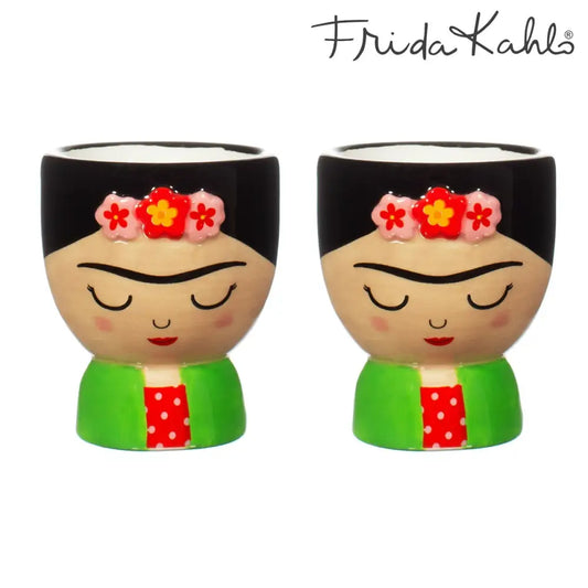 Set de 2 coquetiers Frida Kahlo avec touche artistique et design coloré artisanale