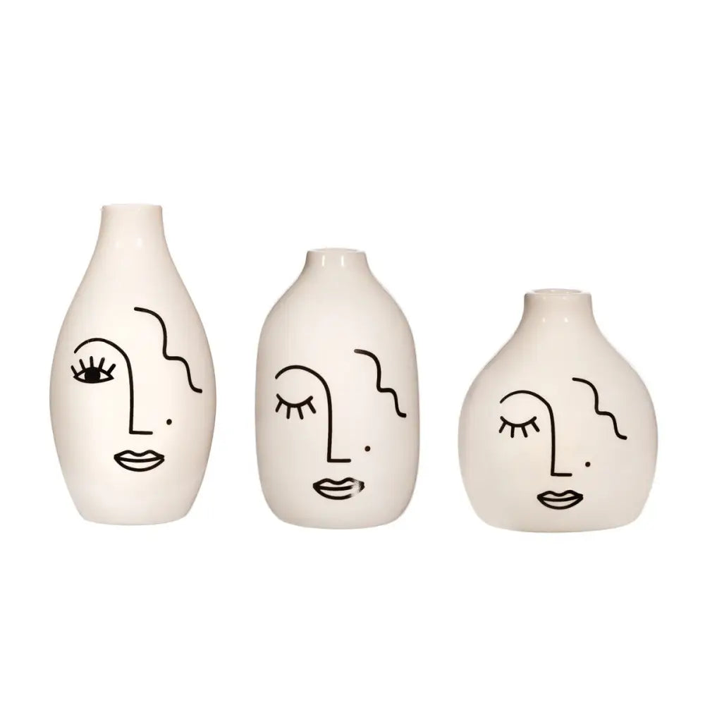 Set de vases soliflores visage abstrait