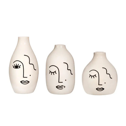 Set de vases soliflores visage abstrait