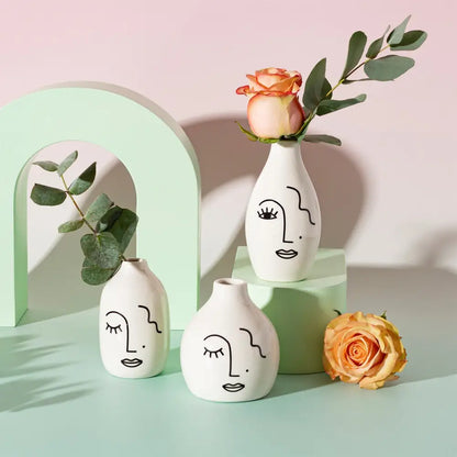 Set de vases soliflores visage abstrait