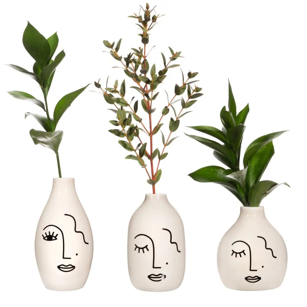 Set de vases soliflores visage abstrait