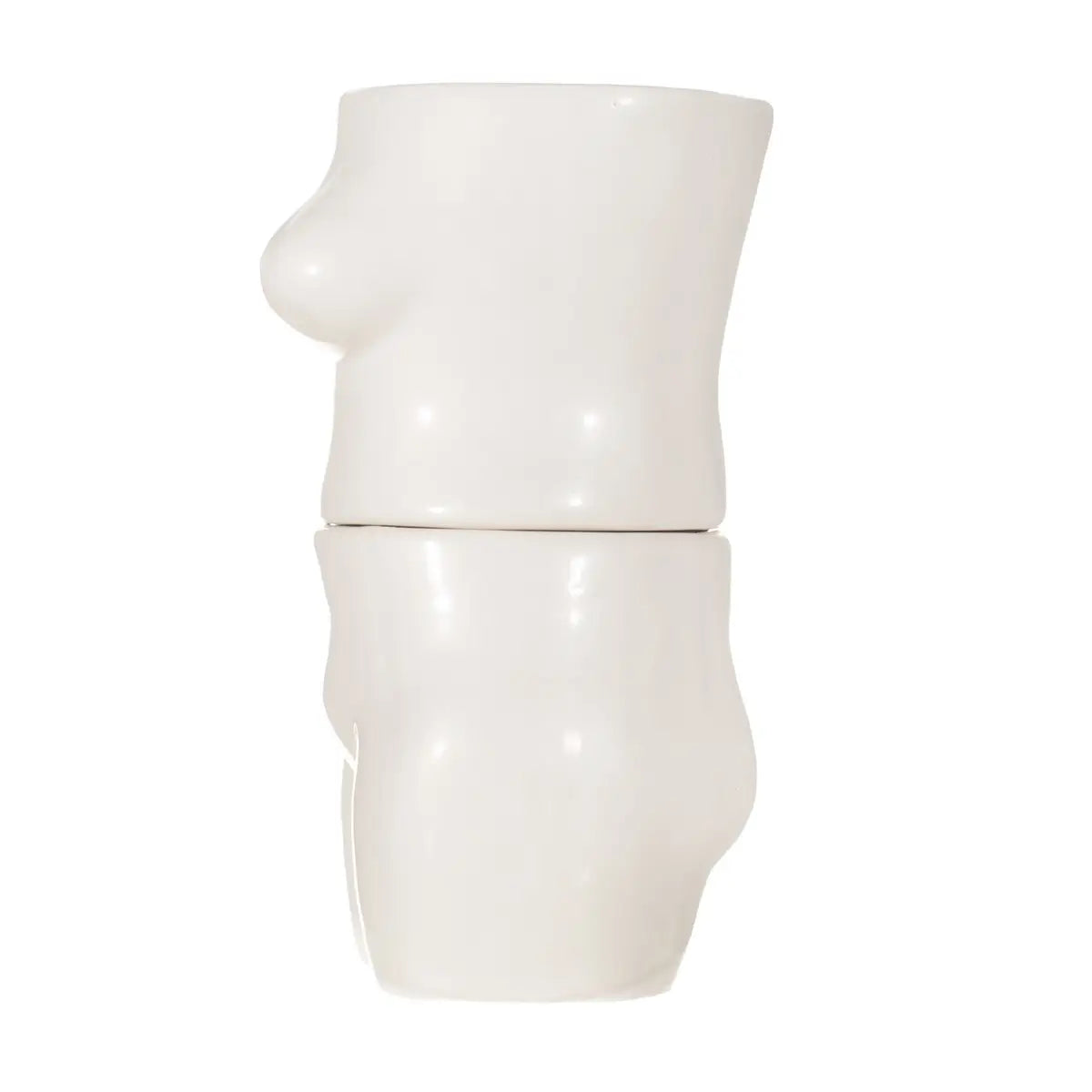 Sculpture céramique blanche de torse féminin, set de tasses empilables idée cadeau formes féminines