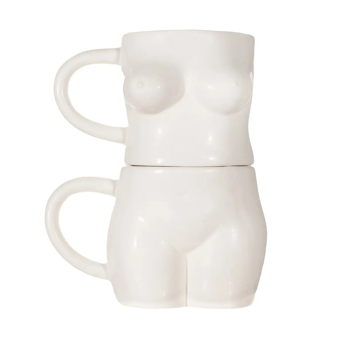 Set de mugs corps féminin : tasses empilables en céramique blanche, formes féminines idéales comme idée cadeau
