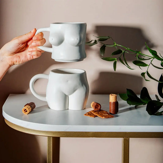 Set de mugs corps en céramique blanche, tasses empilables aux formes féminines, idée cadeau