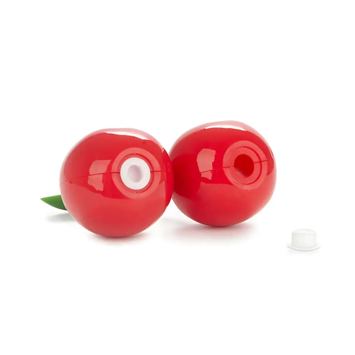 Set de cerises rouges en plastique glossy avec poivre cherry, feuilles vertes