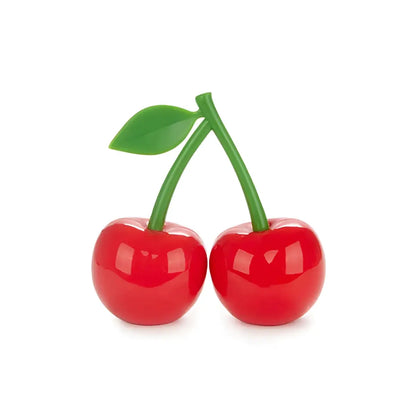 Organiseur de bureau cerises rouges en plastique cherry rouge plastique avec tiges vertes et feuille
