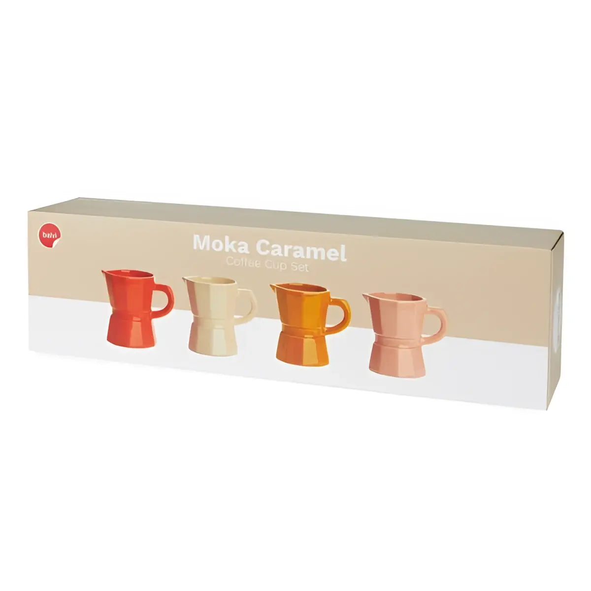 Cafetière italienne moka caramel en boîte minimaliste élégante