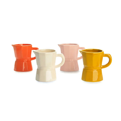 Ensemble de 4 cafetières italiennes en céramique colorées, touche d’élégance