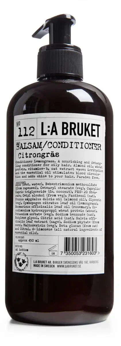 Bouteille L:A Bruket No. 112 citronnelle 240mL, soin capillaire naturel équilibrant