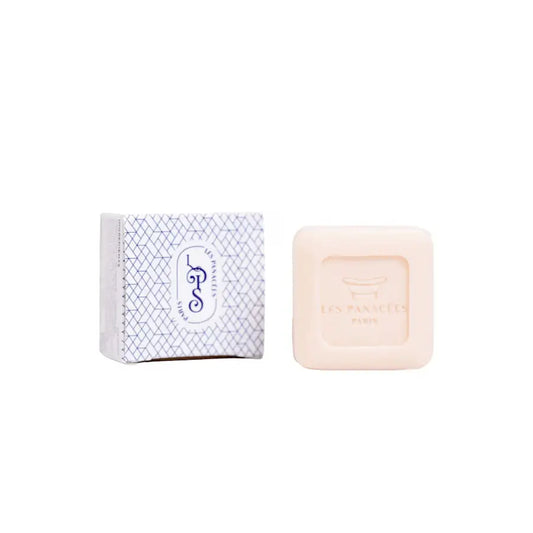 Après-shampoing solide Bouquet De Nature avec savon carré pâle et emballage motif