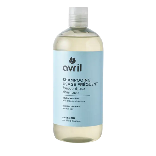 Bouteille de shampooing usage fréquent avec aloe vera pour cuir chevelu sain