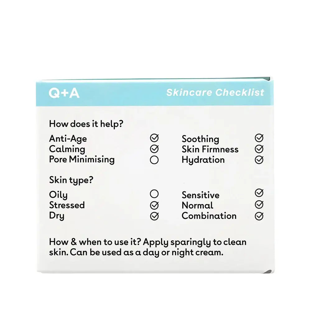 Packaging de Snow Algae Intensive Face Cream avec checklist pour peaux matures et usage