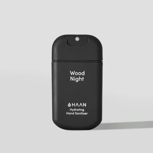 Bouteille de spray nettoyant et hydratant pour les mains wood night 30 ml format nomade