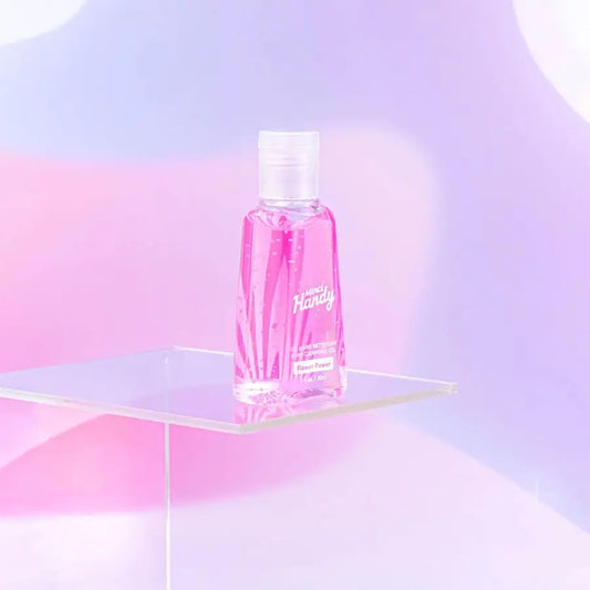 Spray nettoyant gel Flower Power 30ml en bouteille rose transparente