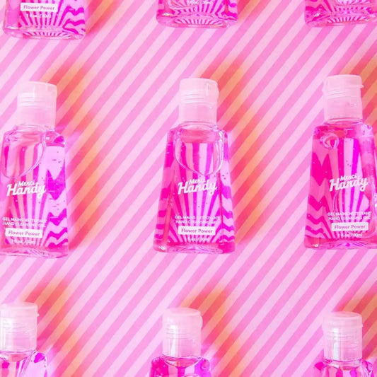 Spray nettoyant gel Flower Power 30ml en flacon zigzag rose et blanc
