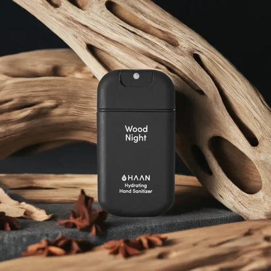 Spray nettoyant et hydratant mains 30ml Wood Night noir rectangulaire