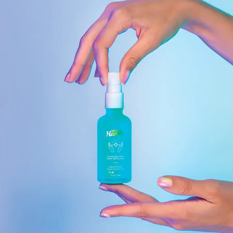 Spray nettoyant purifying 50ml d’arbre à thé en bouteille turquoise translucide