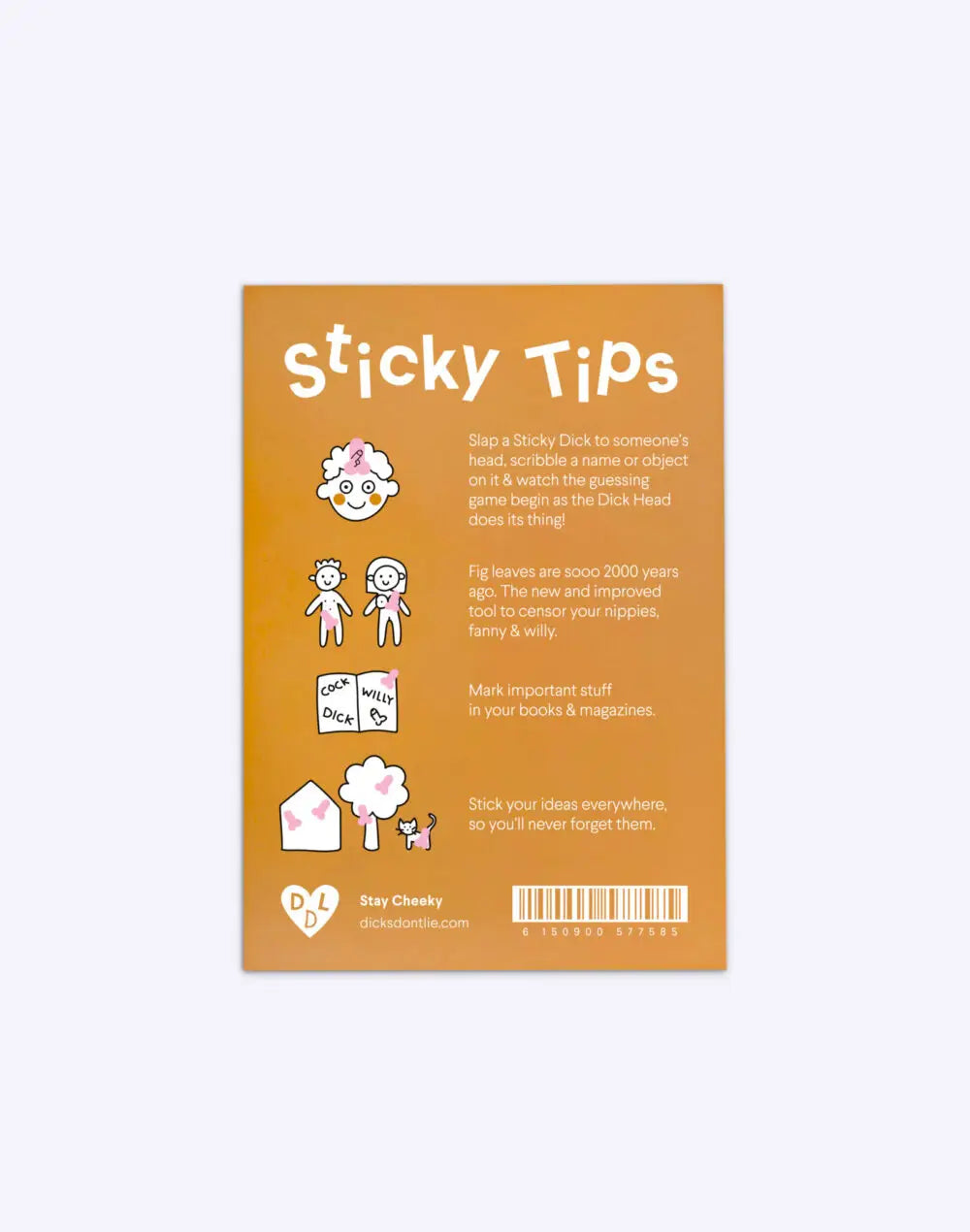 Carte brune rectangulaire Sticky Tips, stickers d’humour originaux fun