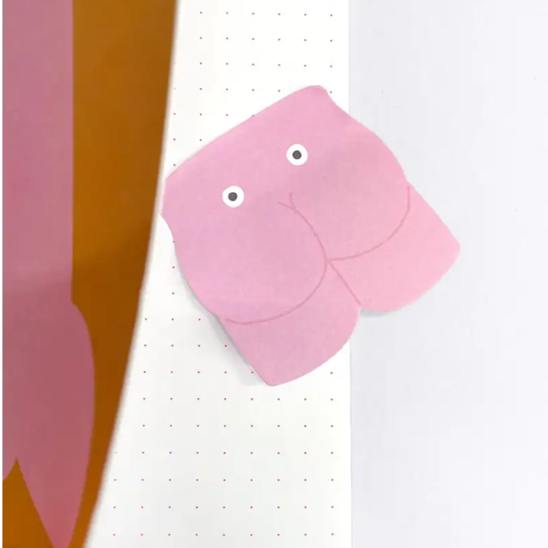 Sticker fesses en forme de pêche rose avec yeux googly, parfait pour stickers espiègles