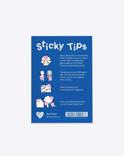 Stickers Fesses bleu rectangulaires avec illustrations roses et blanches espiègles