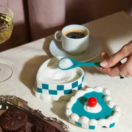 Sucrier Sweetie en forme de cœur avec motif à carreaux, idée cadeau sucrier design