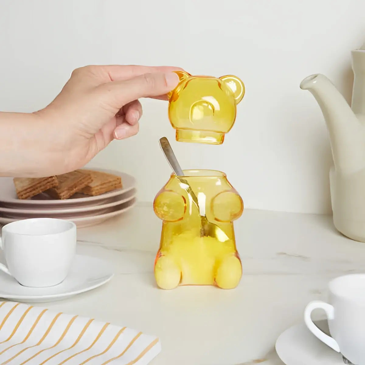Sucrier Yummy Bear Jaune 250ml en verre borosilicate translucide