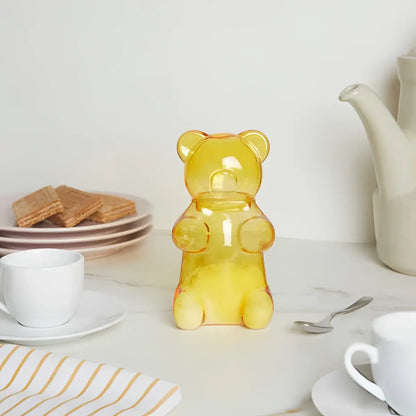 Sucrier Yummy Bear Jaune 250ml en verre borosilicate transparent ambré en forme d’ours gommeux