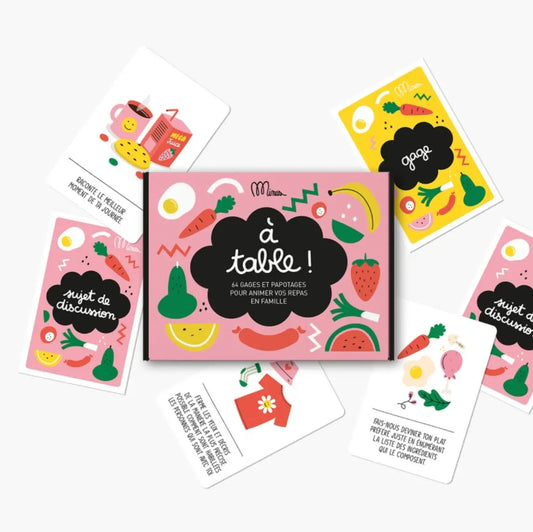 Boîte de jeu A Table ! rose au design coloré, cadeau original d’énergie positive