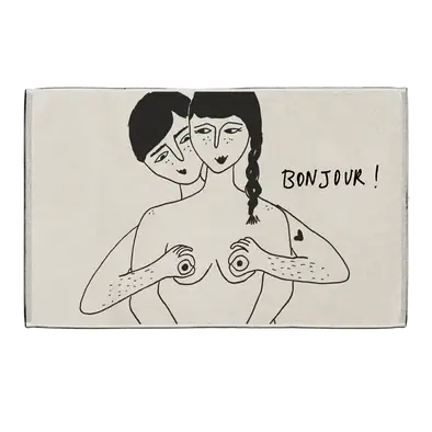 Dessin de deux personnes s’enlaçant, mains sur seins, BONJOUR! Tapis De Bain double face en coton pur garanti texture dense