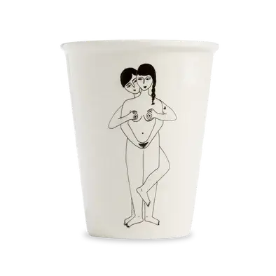 Tasse Faces Everywhere : mug céramique blanc avec embrassade artisanale originale