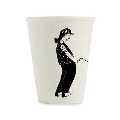 Tasse Fuck : mug céramique blanc au design épuré, dessin unique d’homme en chapeau