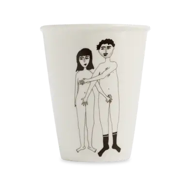 Tasse Naked Couple en céramique blanche avec design espiègle de couple nu