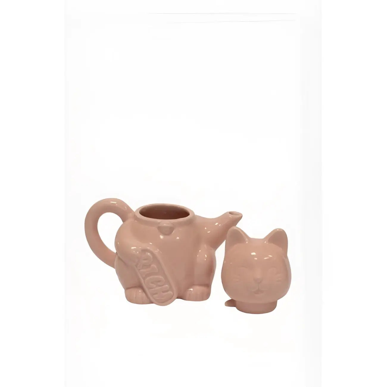 Théière chat Maneki Neko rose, porte-bonheur japonais en céramique