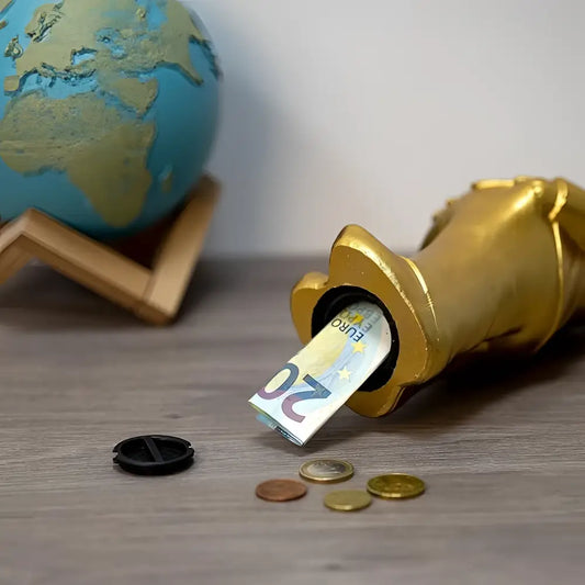 Tirelire nain fuck doré en forme de bouteille de champagne, design amusant