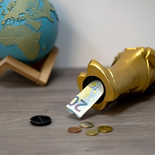 Tirelire nain fuck doré en forme de bouteille de champagne, design amusant