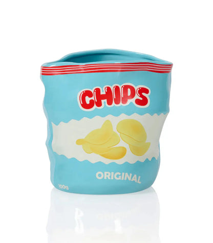 Vase bol paquet de chips en céramique, design décalé avec touche d’humour