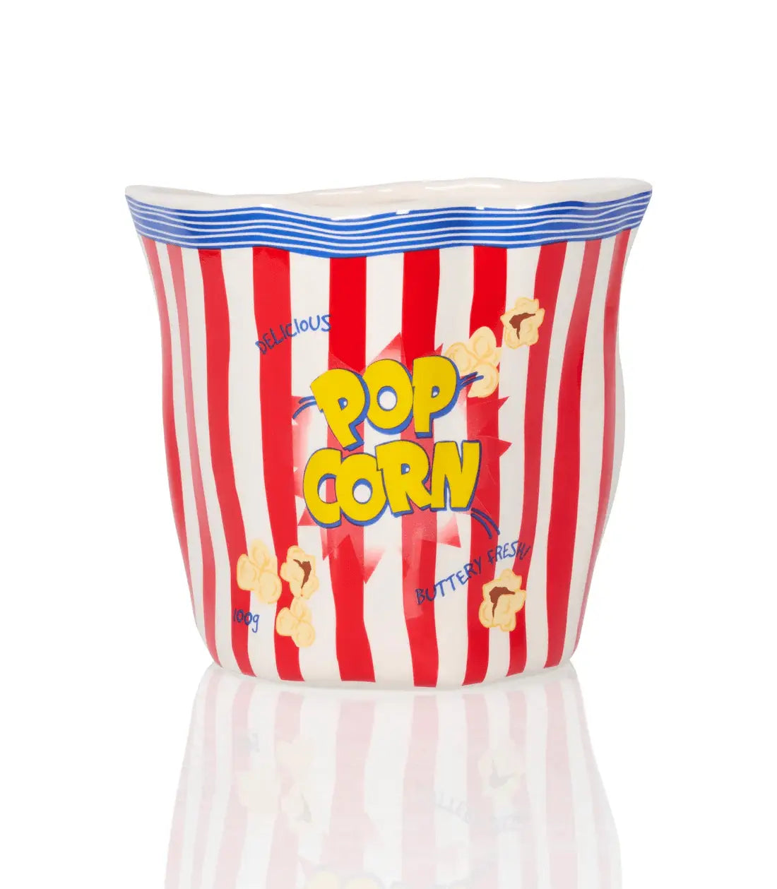Seau à popcorn rayé rouge et blanc pour ambiance cinéma fun