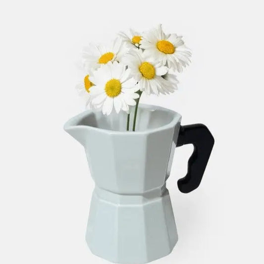 Vase cafetière Doiy, objet déco avec daisies, parfait pour compositions florales