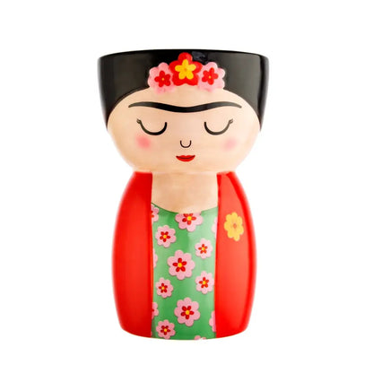 Vase Frida Kahlo coloré, vase inspiré style Frida, format idéal pour déco bohème
