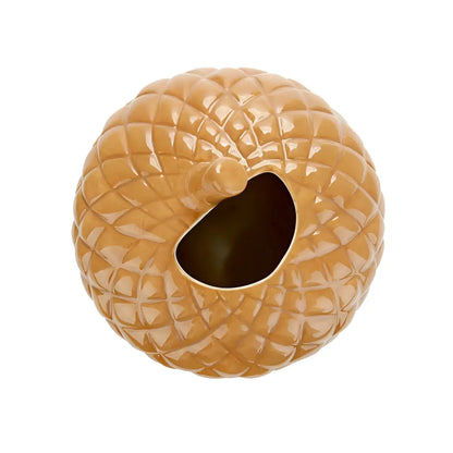 Vase gland en céramique tan, forme gland texturée, objet décoratif artisanal