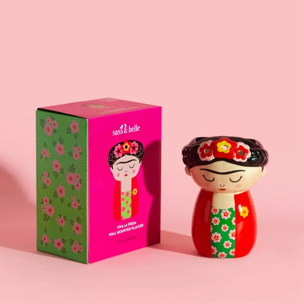 Cache-pot mural Frida Kahlo en céramique avec boîte cadeau, touche artistique vase mural Frida
