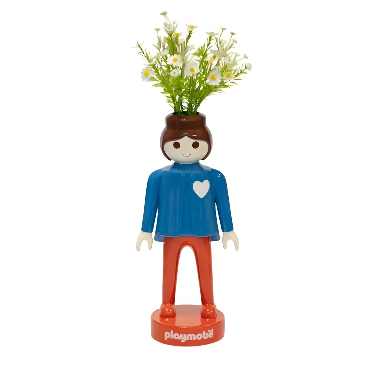 Figurine Playmobil vase bleu 35cm avec marguerites blanches