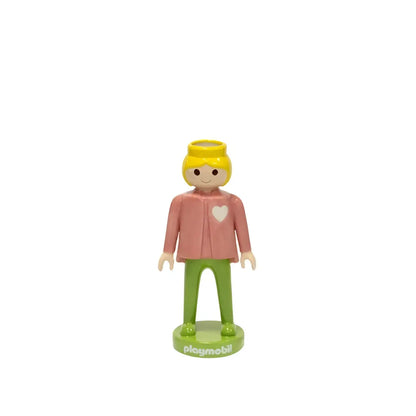 Vase Playmobil Rose 25cm en céramique rose avec figurine blonde