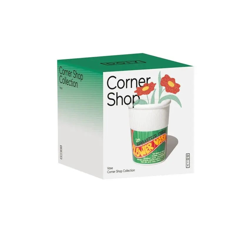 Vase pot de nouilles blanc et vert avec un design épuré pour fleurs fraîches