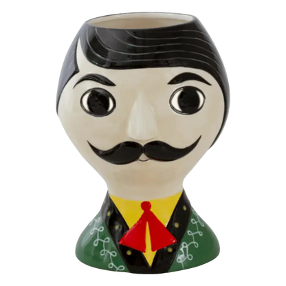 Vase Señora : mug céramique homme moustachu, créativité florale mexicaine
