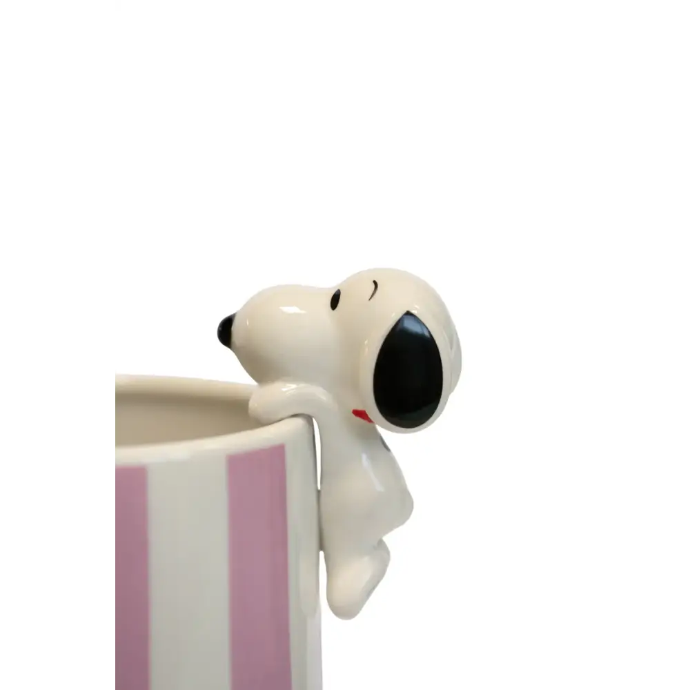 Jarrón rosa con el amor de Snoopy en flor