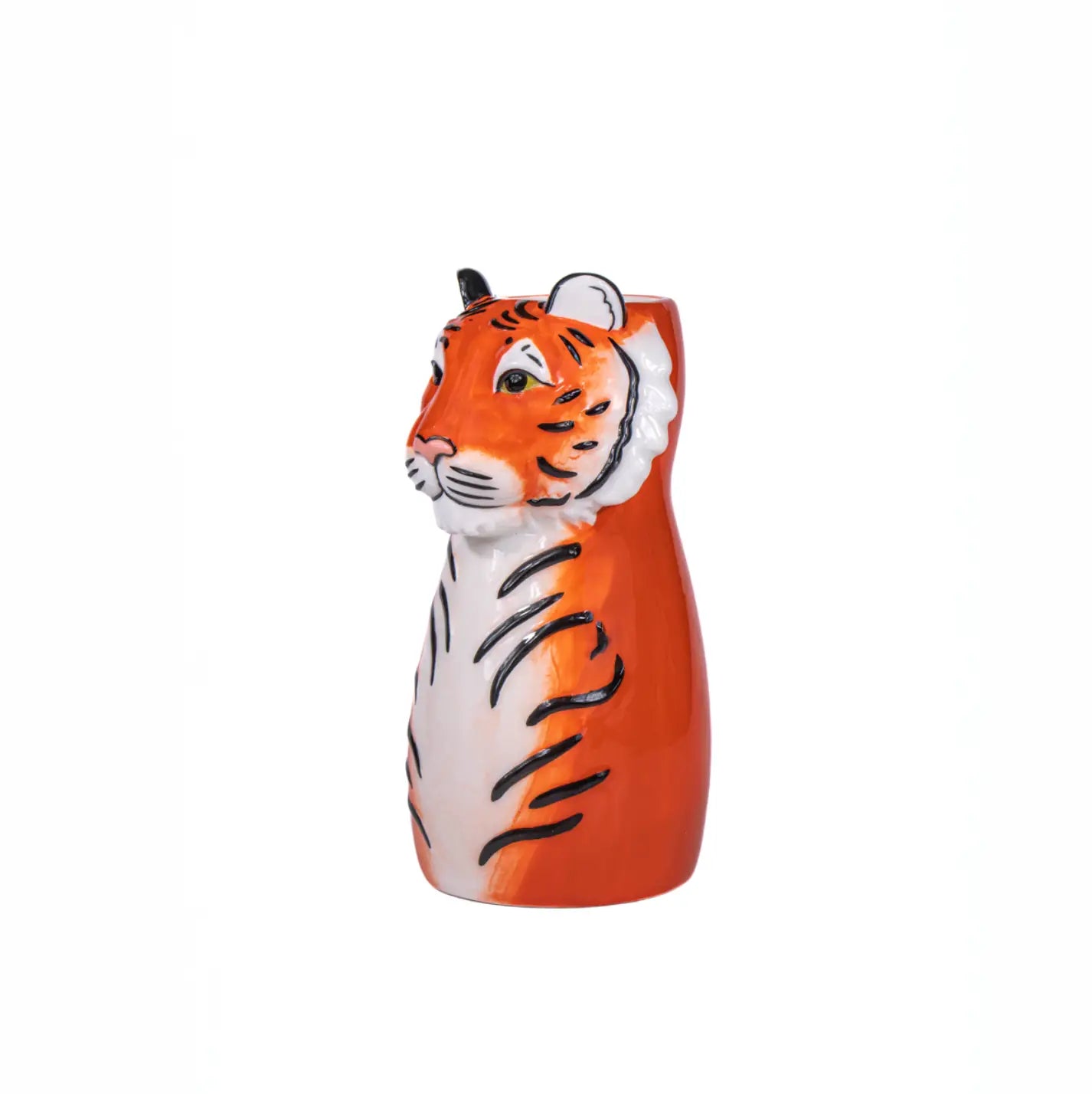 Vase Tigre en céramique orange et blanc, tigre rayé pour décoration intérieure