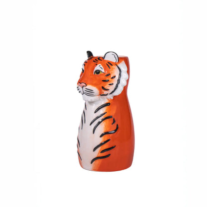 Vase Tigre en céramique orange et blanc, tigre rayé pour décoration intérieure